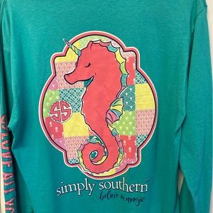Turquoise Simply Southern long sleeve, size medium, like new, barley worn
